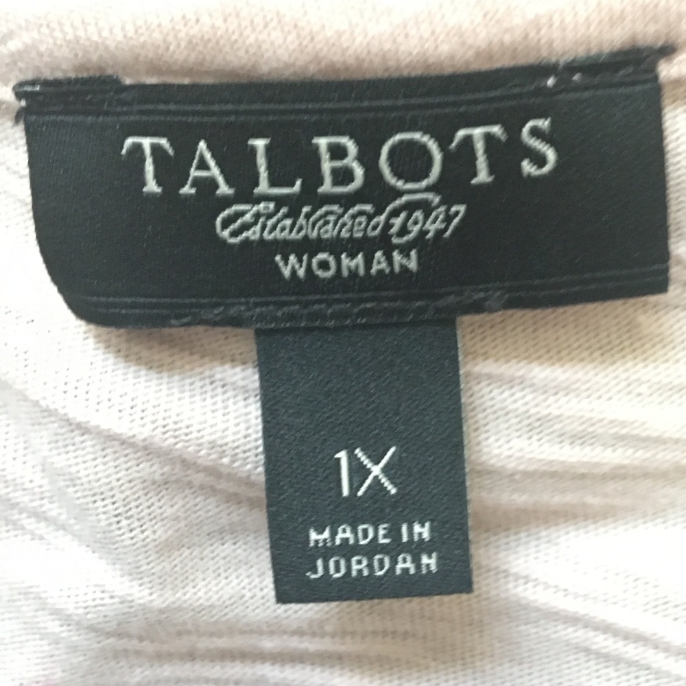 Creme/Pink Floral Design 3/4 Talbots Tee 1XL - Picture 2 of 7